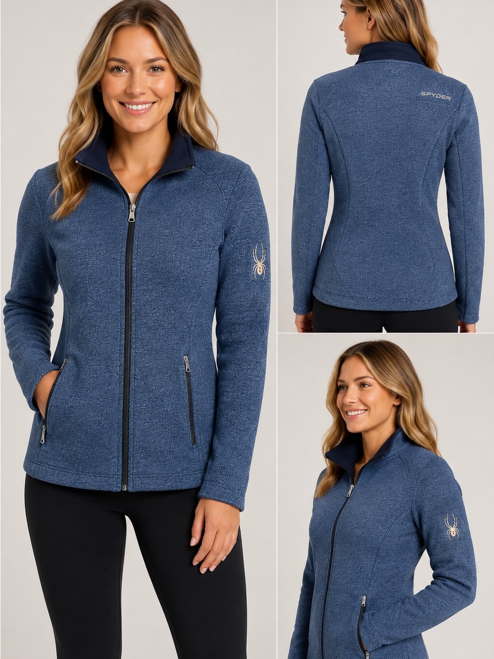 Spyder Endure Full Zip Sweater Jacket Womens S Blue Fleece Lined Outdoor Ski